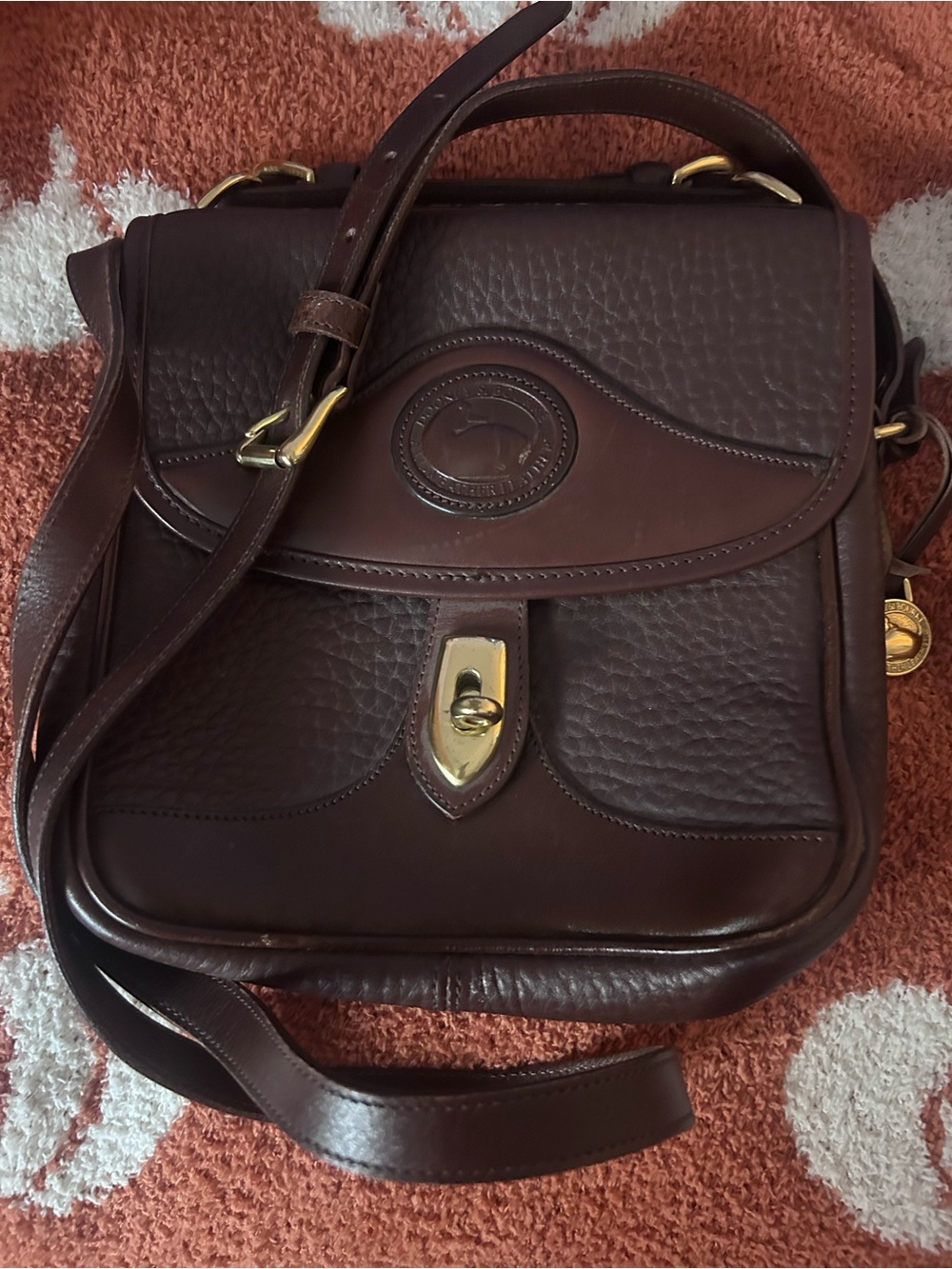 Dooney & Bourke Classic Brown Leather Saddle Bag